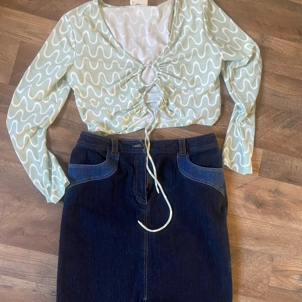 Y2K bundle Jean skirt outfit 👽